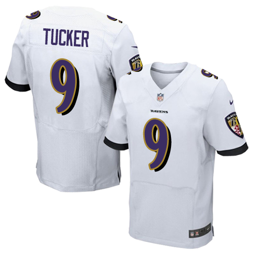 Men's Nike Baltimore Ravens #9 Justin Tucker Elite White NFL Jersey