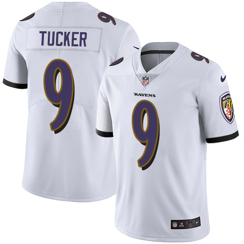 Men's Nike Baltimore Ravens #9 Justin Tucker White Vapor Untouchable Limited Player NFL Jersey