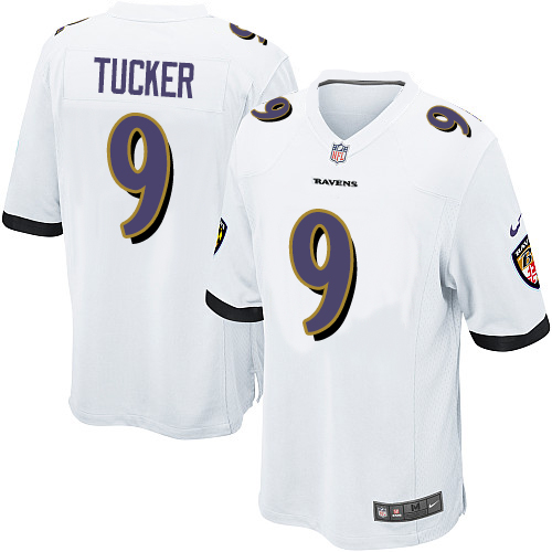 Men's Nike Baltimore Ravens #9 Justin Tucker Game White NFL Jersey