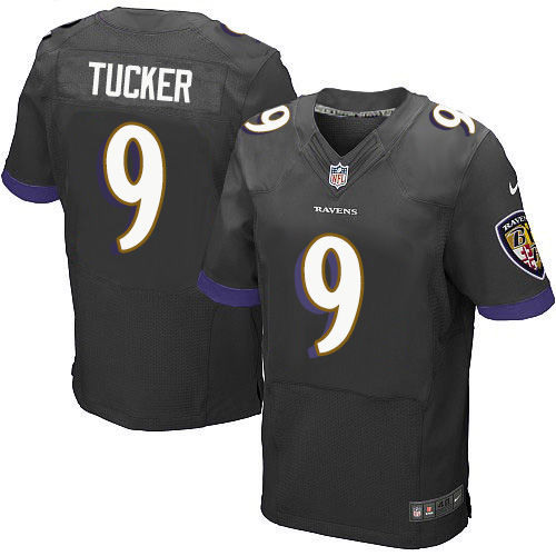 Men's Nike Baltimore Ravens #9 Justin Tucker Elite Black Alternate NFL Jersey