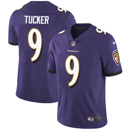 Youth Nike Baltimore Ravens #9 Justin Tucker Purple Team Color Vapor Untouchable Elite Player NFL Jersey