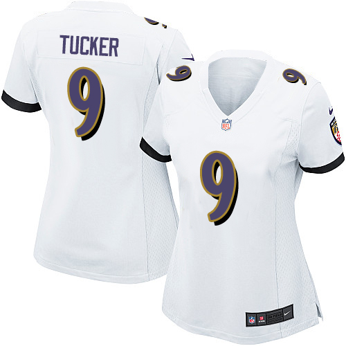 Women's Nike Baltimore Ravens #9 Justin Tucker Game White NFL Jersey