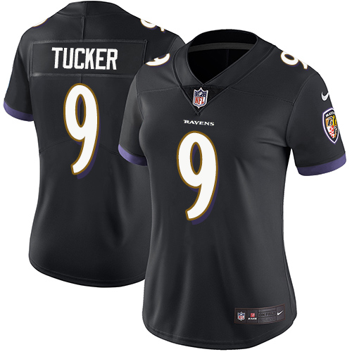Women's Nike Baltimore Ravens #9 Justin Tucker Black Alternate Vapor Untouchable Elite Player NFL Jersey