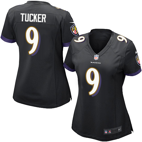 Women's Nike Baltimore Ravens #9 Justin Tucker Game Black Alternate NFL Jersey
