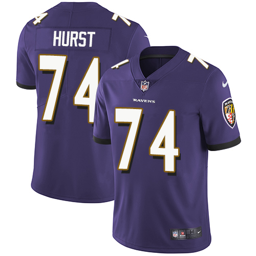 Men's Nike Baltimore Ravens #74 James Hurst Purple Team Color Vapor Untouchable Limited Player NFL Jersey