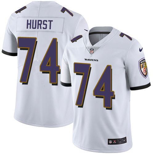 Men's Nike Baltimore Ravens #74 James Hurst White Vapor Untouchable Limited Player NFL Jersey