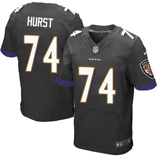 Men's Nike Baltimore Ravens #74 James Hurst Elite Black Alternate NFL Jersey