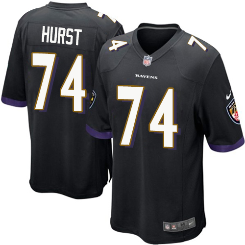 Men's Nike Baltimore Ravens #74 James Hurst Game Black Alternate NFL Jersey