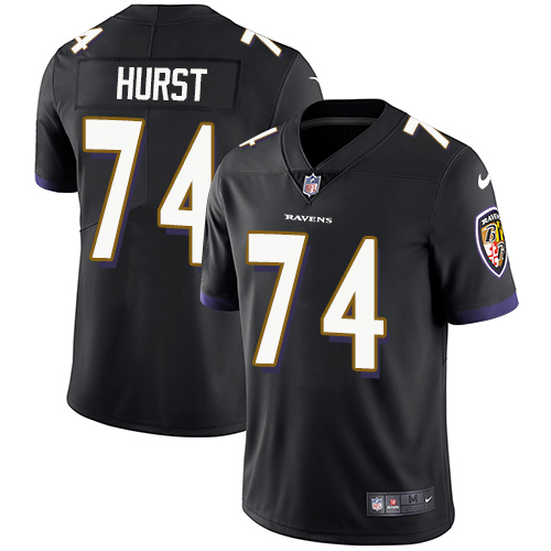 Youth Nike Baltimore Ravens #74 James Hurst Black Alternate Vapor Untouchable Limited Player NFL Jersey