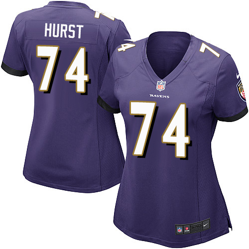 Women's Nike Baltimore Ravens #74 James Hurst Game Purple Team Color NFL Jersey
