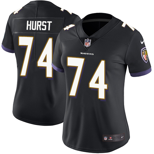 Women's Nike Baltimore Ravens #74 James Hurst Black Alternate Vapor Untouchable Limited Player NFL Jersey