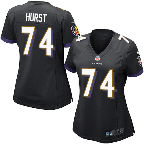 Women's Nike Baltimore Ravens #74 James Hurst Game Black Alternate NFL Jersey
