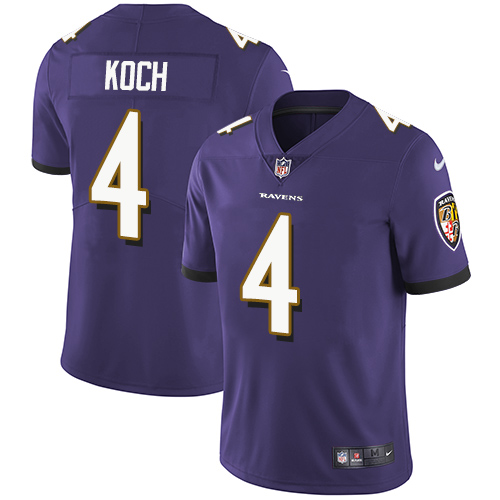 Men's Nike Baltimore Ravens #4 Sam Koch Purple Team Color Vapor Untouchable Limited Player NFL Jersey