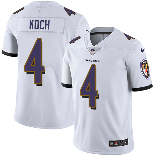 Men's Nike Baltimore Ravens #4 Sam Koch White Vapor Untouchable Limited Player NFL Jersey