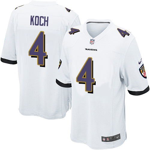 Men's Nike Baltimore Ravens #4 Sam Koch Game White NFL Jersey