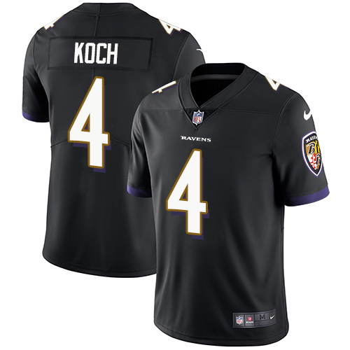 Men's Nike Baltimore Ravens #4 Sam Koch Black Alternate Vapor Untouchable Limited Player NFL Jersey