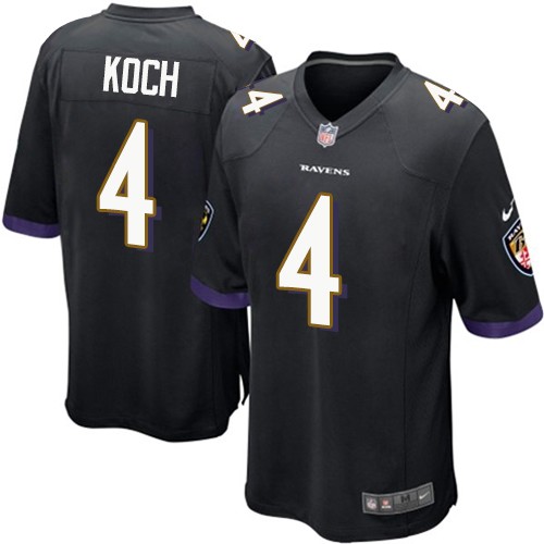 Men's Nike Baltimore Ravens #4 Sam Koch Game Black Alternate NFL Jersey