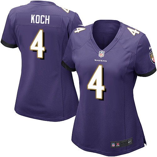 Women's Nike Baltimore Ravens #4 Sam Koch Game Purple Team Color NFL Jersey