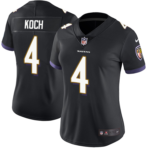 Women's Nike Baltimore Ravens #4 Sam Koch Black Alternate Vapor Untouchable Limited Player NFL Jersey