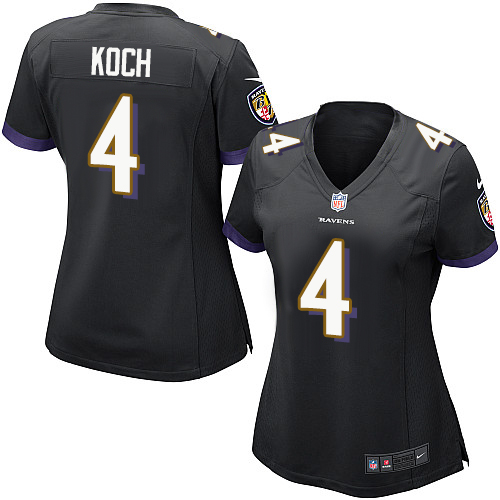 Women's Nike Baltimore Ravens #4 Sam Koch Game Black Alternate NFL Jersey