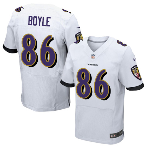 Men's Nike Baltimore Ravens #86 Nick Boyle Elite White NFL Jersey