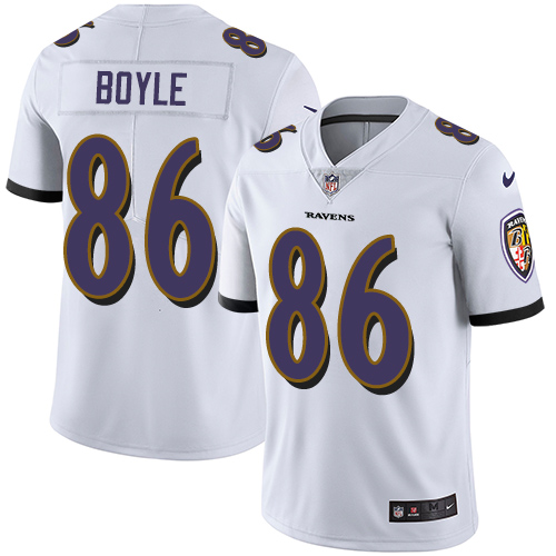 Men's Nike Baltimore Ravens #86 Nick Boyle White Vapor Untouchable Limited Player NFL Jersey