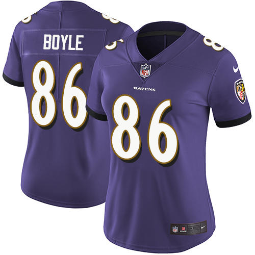 Women's Nike Baltimore Ravens #86 Nick Boyle Purple Team Color Vapor Untouchable Elite Player NFL Jersey