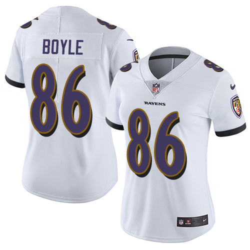 Women's Nike Baltimore Ravens #86 Nick Boyle White Vapor Untouchable Elite Player NFL Jersey