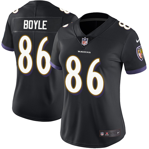Women's Nike Baltimore Ravens #86 Nick Boyle Black Alternate Vapor Untouchable Limited Player NFL Jersey