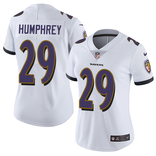 Women's Nike Baltimore Ravens #29 Marlon Humphrey White Vapor Untouchable Elite Player NFL Jersey