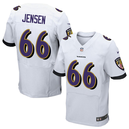 Men's Nike Baltimore Ravens #66 Ryan Jensen Elite White NFL Jersey