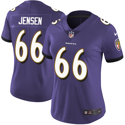 Women's Nike Baltimore Ravens #66 Ryan Jensen Purple Team Color Vapor Untouchable Limited Player NFL Jersey