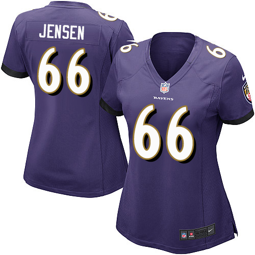 Women's Nike Baltimore Ravens #66 Ryan Jensen Game Purple Team Color NFL Jersey