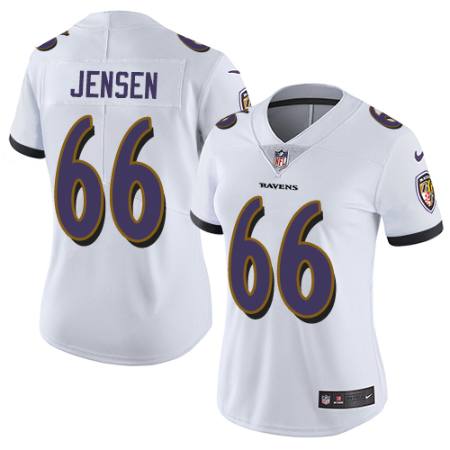 Women's Nike Baltimore Ravens #66 Ryan Jensen White Vapor Untouchable Elite Player NFL Jersey
