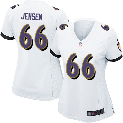 Women's Nike Baltimore Ravens #66 Ryan Jensen Game White NFL Jersey