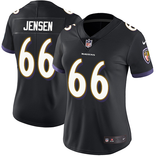 Women's Nike Baltimore Ravens #66 Ryan Jensen Black Alternate Vapor Untouchable Elite Player NFL Jersey