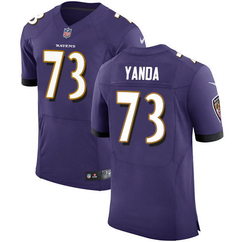Men's Nike Baltimore Ravens #73 Marshal Yanda Purple Team Color Vapor Untouchable Elite Player NFL Jersey