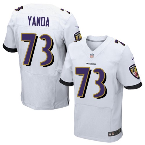 Men's Nike Baltimore Ravens #73 Marshal Yanda Elite White NFL Jersey