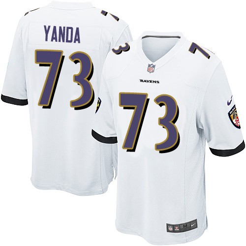 Men's Nike Baltimore Ravens #73 Marshal Yanda Game White NFL Jersey