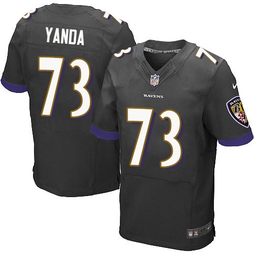 Men's Nike Baltimore Ravens #73 Marshal Yanda Elite Black Alternate NFL Jersey