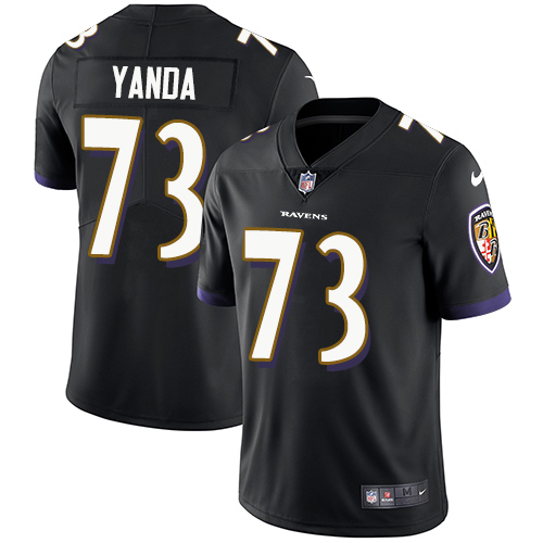 Men's Nike Baltimore Ravens #73 Marshal Yanda Black Alternate Vapor Untouchable Limited Player NFL Jersey