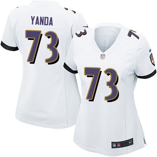 Women's Nike Baltimore Ravens #73 Marshal Yanda Game White NFL Jersey