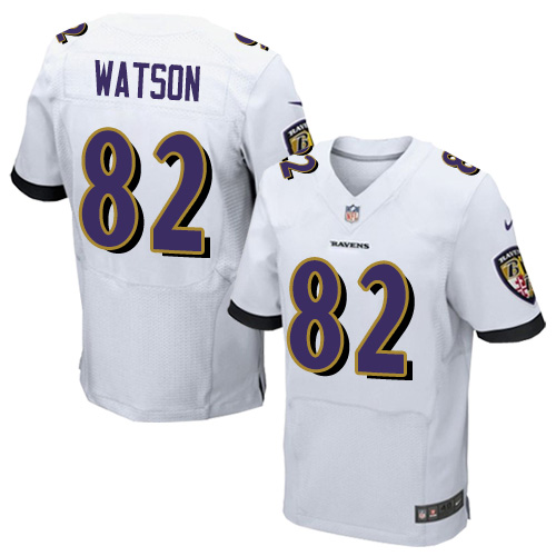 Men's Nike Baltimore Ravens #82 Benjamin Watson Elite White NFL Jersey