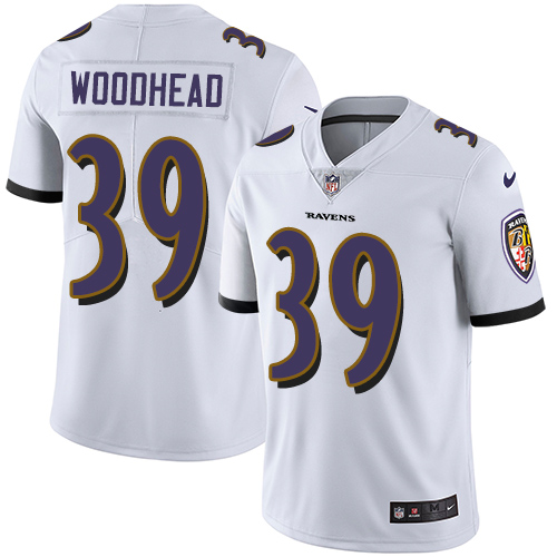Men's Nike Baltimore Ravens #39 Danny Woodhead White Vapor Untouchable Limited Player NFL Jersey