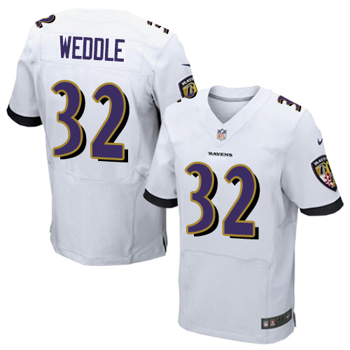 Men's Nike Baltimore Ravens #32 Eric Weddle Elite White NFL Jersey