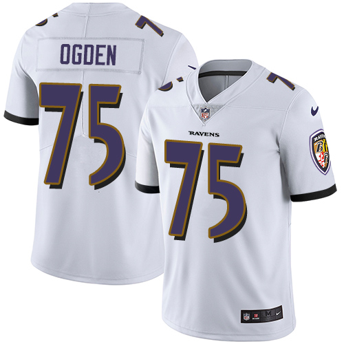 Men's Nike Baltimore Ravens #75 Jonathan Ogden White Vapor Untouchable Limited Player NFL Jersey