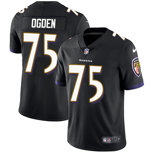 Youth Nike Baltimore Ravens #75 Jonathan Ogden Black Alternate Vapor Untouchable Limited Player NFL Jersey