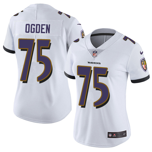 Women's Nike Baltimore Ravens #75 Jonathan Ogden White Vapor Untouchable Elite Player NFL Jersey