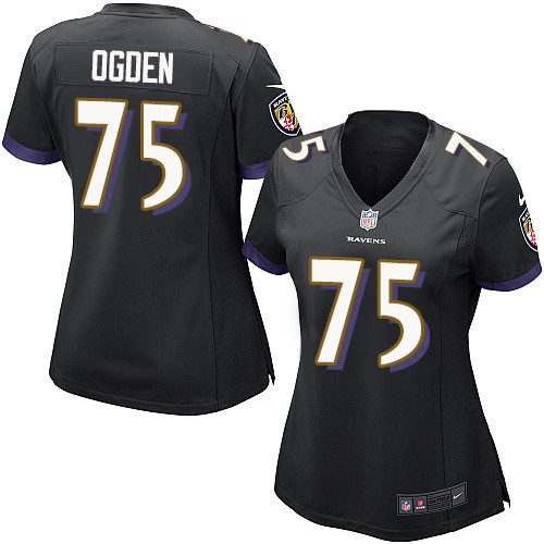 Women's Nike Baltimore Ravens #75 Jonathan Ogden Game Black Alternate NFL Jersey