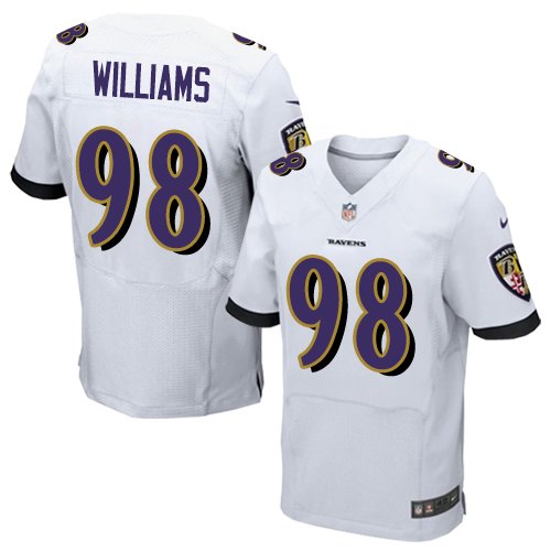 Men's Nike Baltimore Ravens #98 Brandon Williams Elite White NFL Jersey